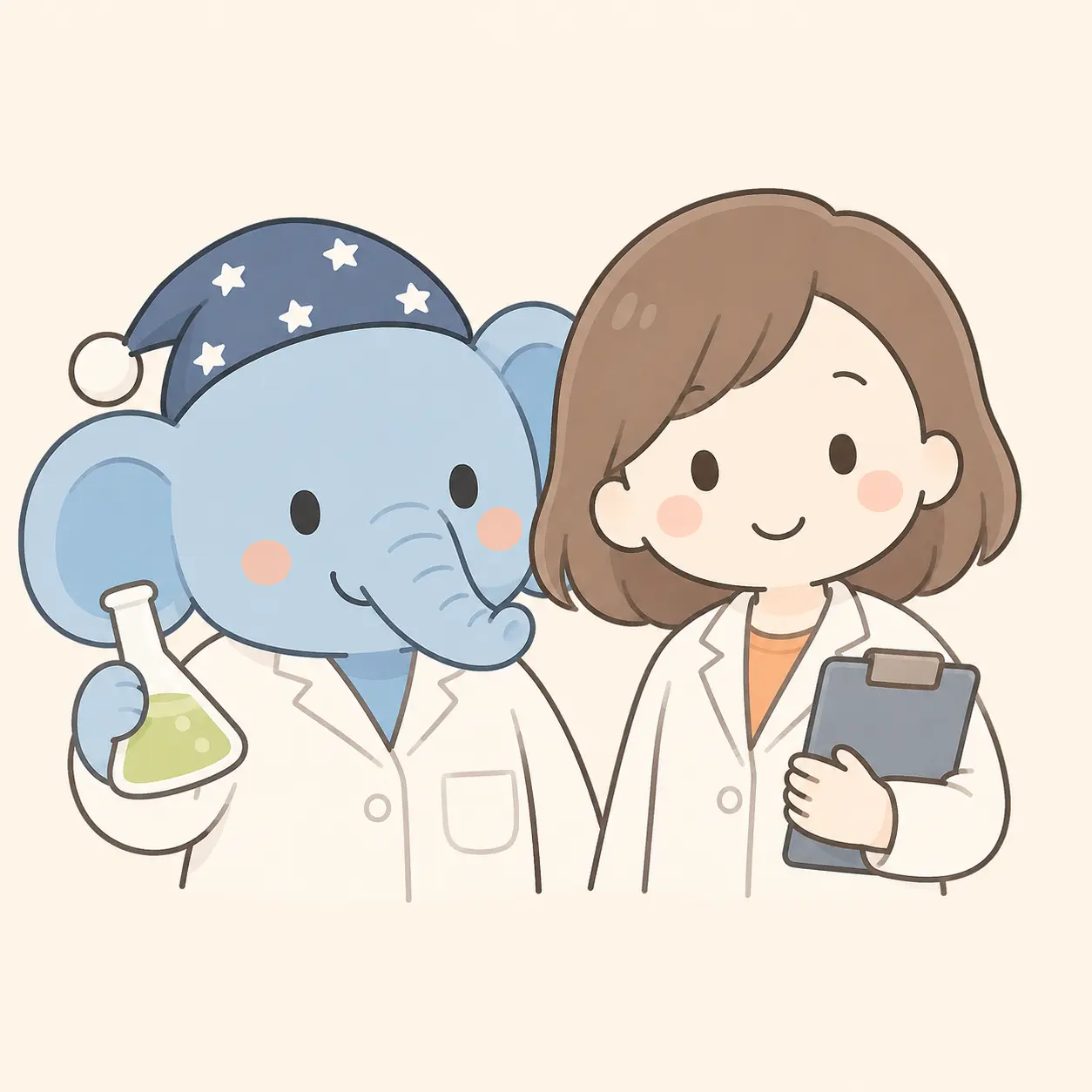 室長ねるゾウ & 研究員Hana
